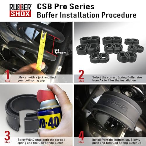 U.S. RubberShox DuraTPE Series Front-Rear Car Coil Spring Buffer Cushion/Automotive Suspension Shock Absorber Retainer Performance Booster Kit Universal Type A-F Vehicle Auto Parts (CSB Pro, D) - Thumbnail 7