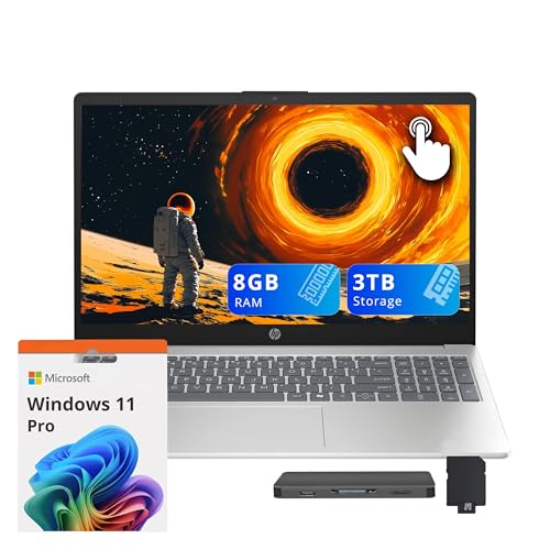 HP 15.6�C���` FHD �^�b�`�X�N���[���m�[�g�p�\�R�� AMD Ryzen 5 7520U 8GB LPDDR5 3TB�X�g���[�W (2TB SSD+1TB�h�b�L���O�X�e�[�V�����Z�b�g) AMD Radeon Graphics�t���T�C�Y�L�[�{�[�h C