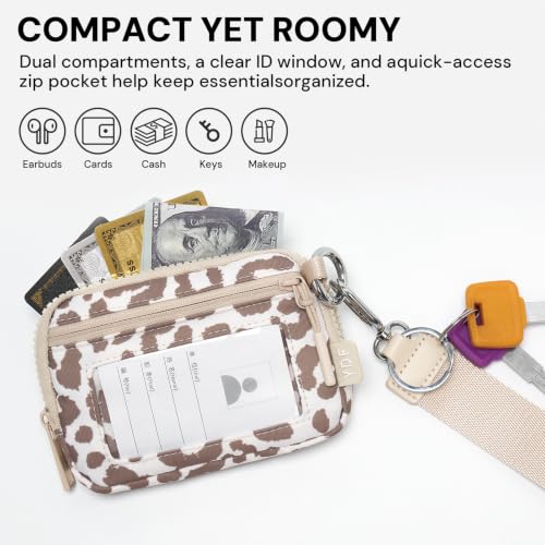 Image of Wristlet Wallet for Women with Clear ID Window, Zip Coin Purse and Keychain | 3 Card Slots, Exterior Zip Pocket, Inner Mesh Pouch, Lipstick Holder, Detachable Wrist Strap, Lightweight Nylon