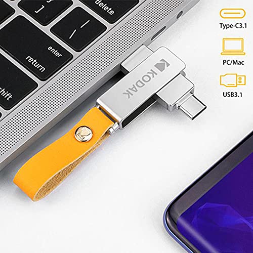 KODAK USB Stick 64GB mit USB 3.0 und USB 3.1-Type-C, bis zu 120MB/s, Metall USB Speicherstick für Android Handy, Telefon… – Bild 3