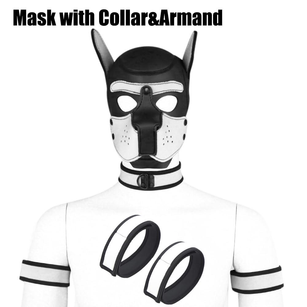 Maschera integrale in neoprene per cuccioli di cane, con cappuccio rimovibile, per Halloween