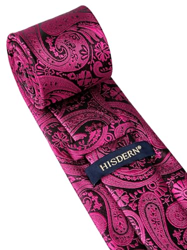 Image of HISDERN Ties for Men Paisley Floral Tie Handkerchief Classic Woven Business Formal Necktie and Pocket Square Set Wedding