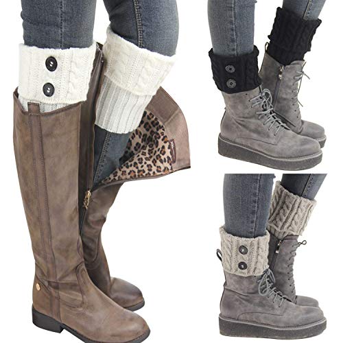 Kaariss Womens Short Boots Socks Crochet Knitted Boot Cuffs Leg Warmers Socks (Style a)
