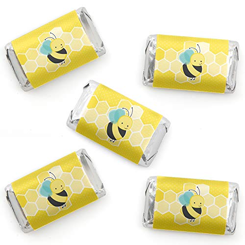 Honey Bee - Mini Candy Bar Wrapper Stickers - Baby Shower or Birthday Party Small Favors - 40 Count