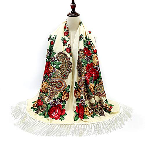YOLAI Women Floral Print Tassel Wrap Shawl Scarf Ethnic Style Blanket Scarf Oversized Scarf2
