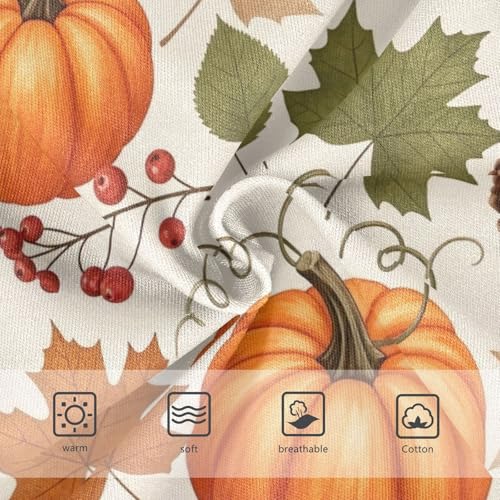 Toddler Girl Panties, Autumn Leaves Pumpkins Cream Cotton Girls Underwear, 2T–8 Years3