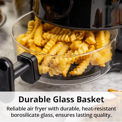 Image of Aria Air Fryer, Non-Stick Ceramic Build, Dishwasher Safe Ceramic Non Toxic Large Sized Airfryer Basket, Touchscreen Display & Auto Shutoff, BPA & Teflon Free with Cookbook (4 Qt Flip Flop (2+2))
