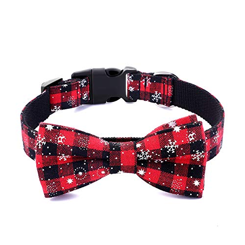 Fashion&cool Christmas Dog Collar, Snowflake Pattern Christmas Dog Collar with Detachable Bow Tie,Neck 14.5