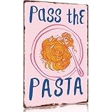 Pass The Pasta Decorative Sign Aluminum Wall Art 12x8inch Kitchen Dining Room Decor