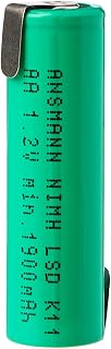 Ansmann AA Flat Top Battery with Solder Tail [Pack of 1] 1900 mAh 1.2V NiMH Rechargeable Battery with Z-Tags - NOT SUITABLE FOR VAPES
