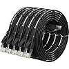 Cable Ethernet Cat 6 de 3 pies (paquete de 5) (a un precio Cat5e pero mayor ancho de banda) Cables de red planos de Internet – Cable de conexión Ethernet Cat6 corto – Cable de computadora negro con