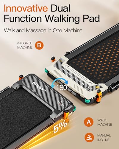 Image of FUNRAY Versatile Walking Pad Treadmill with Incline - Dual-Sided Under Desk Treadmill with Foot Massage,2 in 1 Walking Pad for Home /Office, Portable Compact Treadmills with 330LBS Weight Capacity