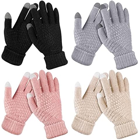Coume 4 Pairs Kids Winter Touchscreen Gloves Cover