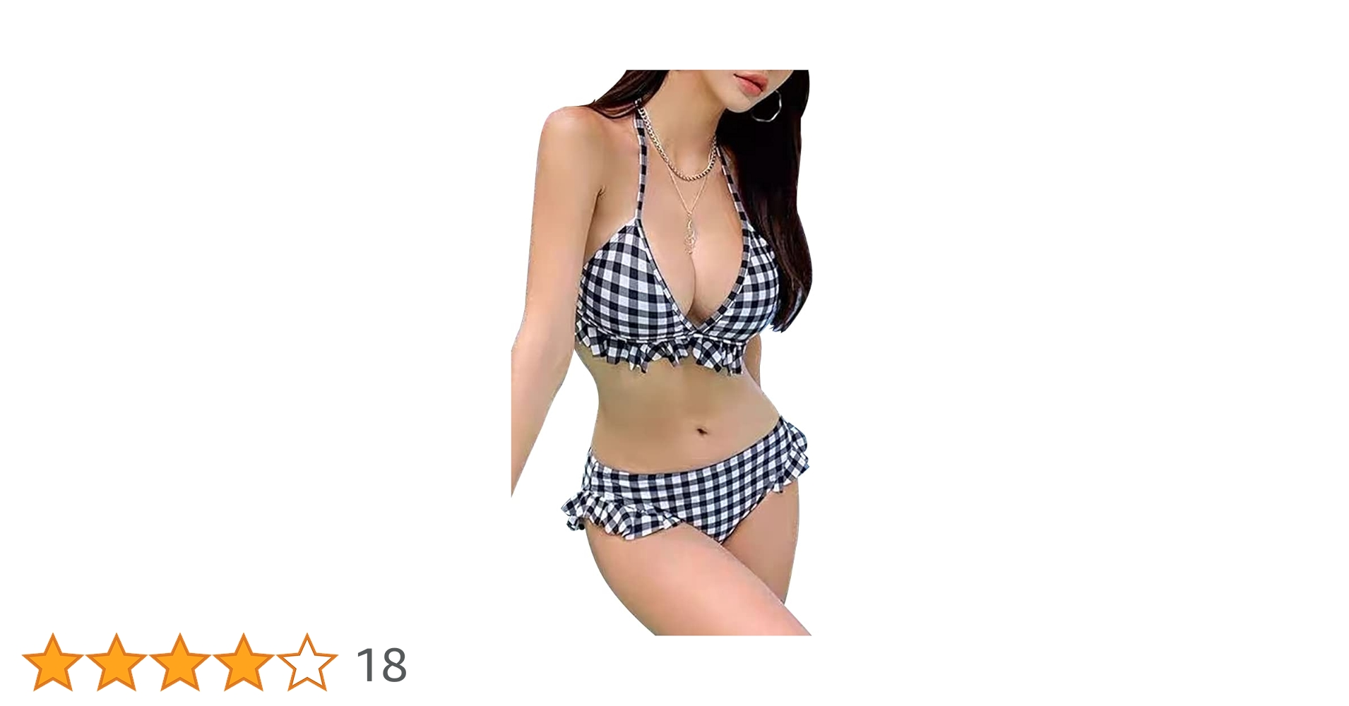 Amazon.co.jp: [JINCAT] チェック 柄 フリル ビキニ 水着 2点 セット