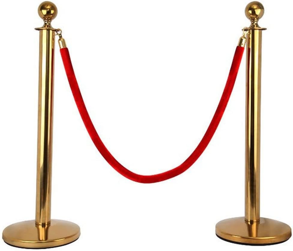 Queue Rope Barrier Set Posts Stands Divider Stainless Steel Crowd Control Stanchion With 1.5M Twisted Rope For Museum Airport And Bank(Color:gold)