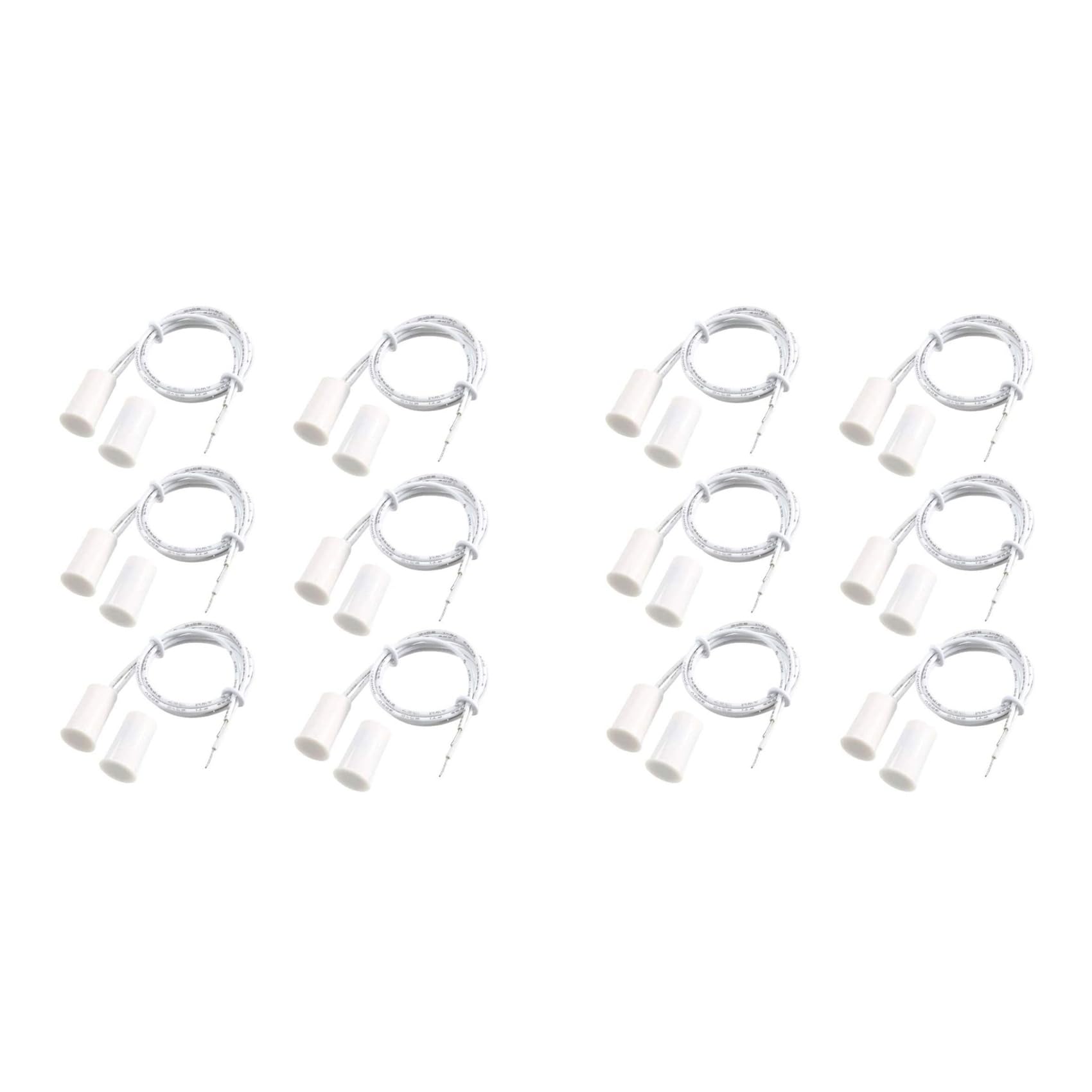 RC-33 NC Recessed Wired Security Window Door Contact Sensor Alarm Magnetic Recessed Switch White - (12 Sets)