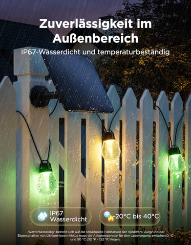 Govee Solar RGBICW Lichterkette Außen 10m, IP67, USB-C, App-Steuerung – Ansicht 3