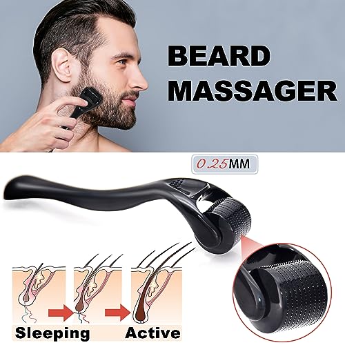 Beard Growth Grooming Care Kit for Men w/Derma Roller Hair Growth,Fathers Gifts Day Set for Dad Him Stocking Fillers Mens Boyfriend Husband w/Beard Oil,Beard Wash/Shampoo,Balm/Wax Comb Brush - Image 4