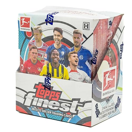 Topps 2022/23 Finest Bundesliga Soccer Hobby Box - 60 Trading Cards, 2 Autograph Cards Per Box, Collect 150-Card Base Set