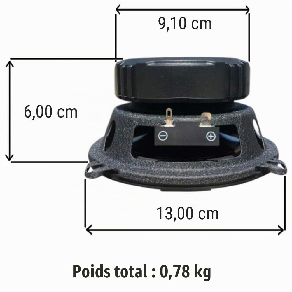 2 PHONOCAR 02624 Haut-parleurs Mid Bass woofer 13,00 cm 130 mm 5" 100 Watt rms 200 Watt Max impédance 4 ohm 90 DB spl Portes Voiture Noire, la Paire