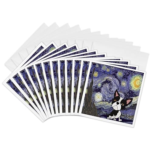 Cartes de vœux Boston Terrier et nuit étoilée pour illuminer vos messages de fête