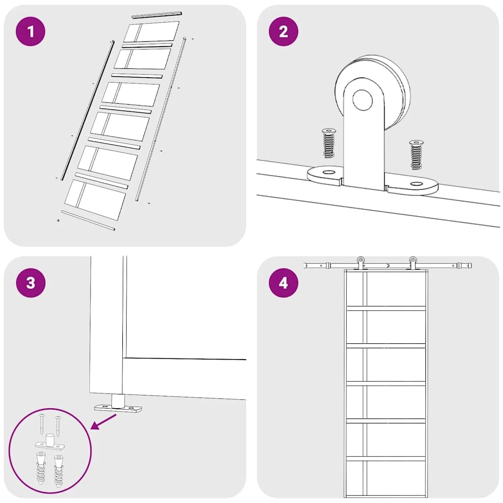 vidaXL Puerta Corredera Herrajes Entrada Corrediza Deslizante Cuarto de Baño Salón Sala de Estar Habitación ESG Vidrio y Aluminio Blanca 76x205 cm