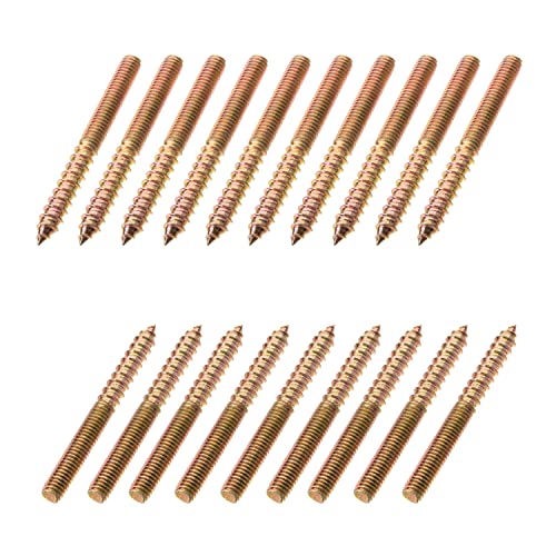 Image of M6x60mm Zinc Plated Carbon Steel Double Headed Hanger Bolts 2.36 inch Length Self Tapping Screw for Furniture Installation Bronze Tone 20Pcs