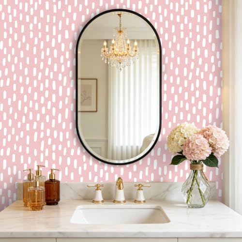 HAOKHOME Peel and Stick Wallpaper Pink White Girly Kids Room 17.3in x32.8ft by HAOKHOME - Used condition - Image 2