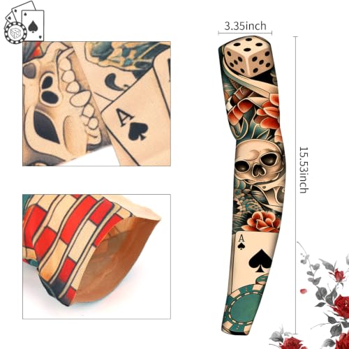 Image of YARIEW Temporary Tattoo Sleeves for Men Arm Sleeves for Men | Tattoo Sleeve Women Arts Fake Sleeve Tattoos Sun Protection Cooling Covers for Arms Women Halloween Pattern 16