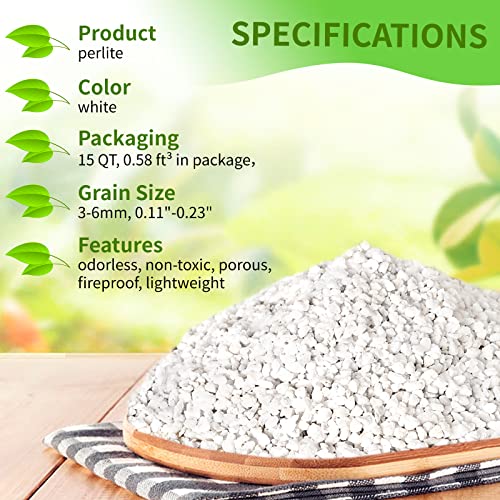 Perlite For Plants - 15Qt Organic Perlite Bulk For Indoor Plants, Succulents, Vegetables, Garden, Horticultural Perlite For Soil, Potting Soil Mix, Root Cuttings, Seed Starting #TOP2