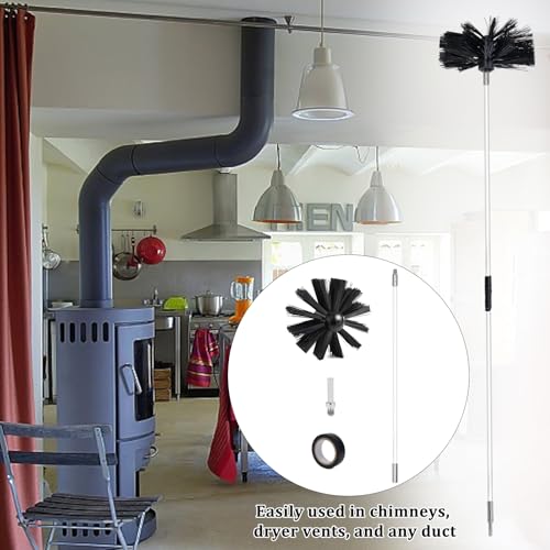 WPPQWP Kaminbürste Stange Set(3.6m,ø150mm), Nylon Ofenrohrbürste, Schornsteinfeger Bürste, Mit Flexiblen Stangen(9x410mm), Einsatz Mit Elektrobohrern, Für Schornsteine, Rohre
