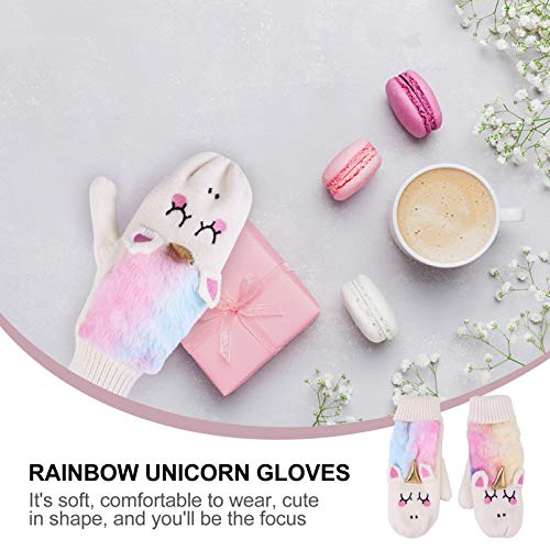 Amosfun 1 par de luvas de unicórnio luvas quentes de inverno luvas para dedos inteiros de tricô conf