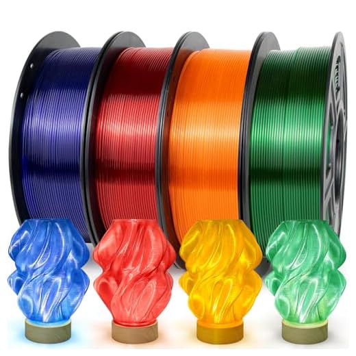 IEMAI Clear PETG Filament 1.75mm Bundle 4kg, Multicolour Crystal Transparent 3D Printer Filament 1kg Spool 4 Rolls Red+Orange+Blue+Green for Lampshade, Creative DIY, Home Decor