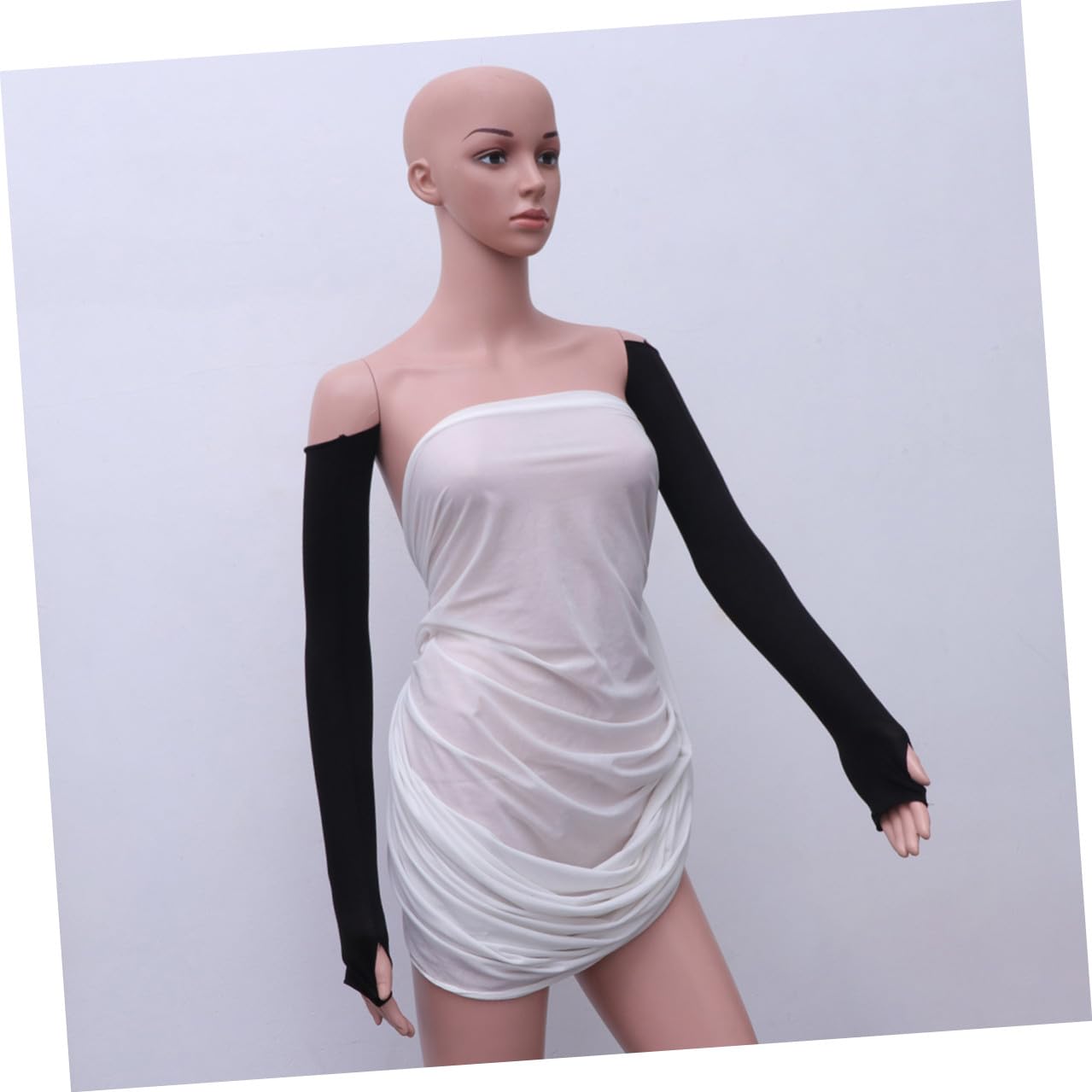 DOITOOL 4 Paia Guanti Lunghi Protezione Solare in Cotone, Guanti Mezze Dita Anti-uv per Ciclismo e Sport All’aperto, Bracciolo Elastico, Traspiranti, Colori Nero Bianco Grigio