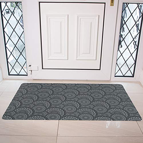 Shape28 Floor Mat Ultra-Thin Kitchen Rug With Non Slip Rubber Backing 35”X23” Grey Design 1S #TOP6