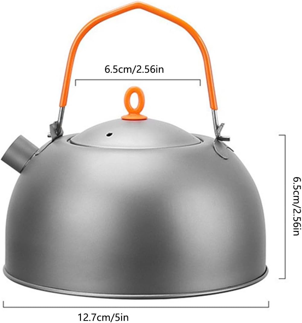 Camping Kettle Titanium Kettle, Tea pot, Outdoor Camping Coffee Pot, Portable Camping Water Bottle, Ideal for Bushcraft and Outdoor Campfire Use Camping Kettle Camp Tea offee Pot, Gris