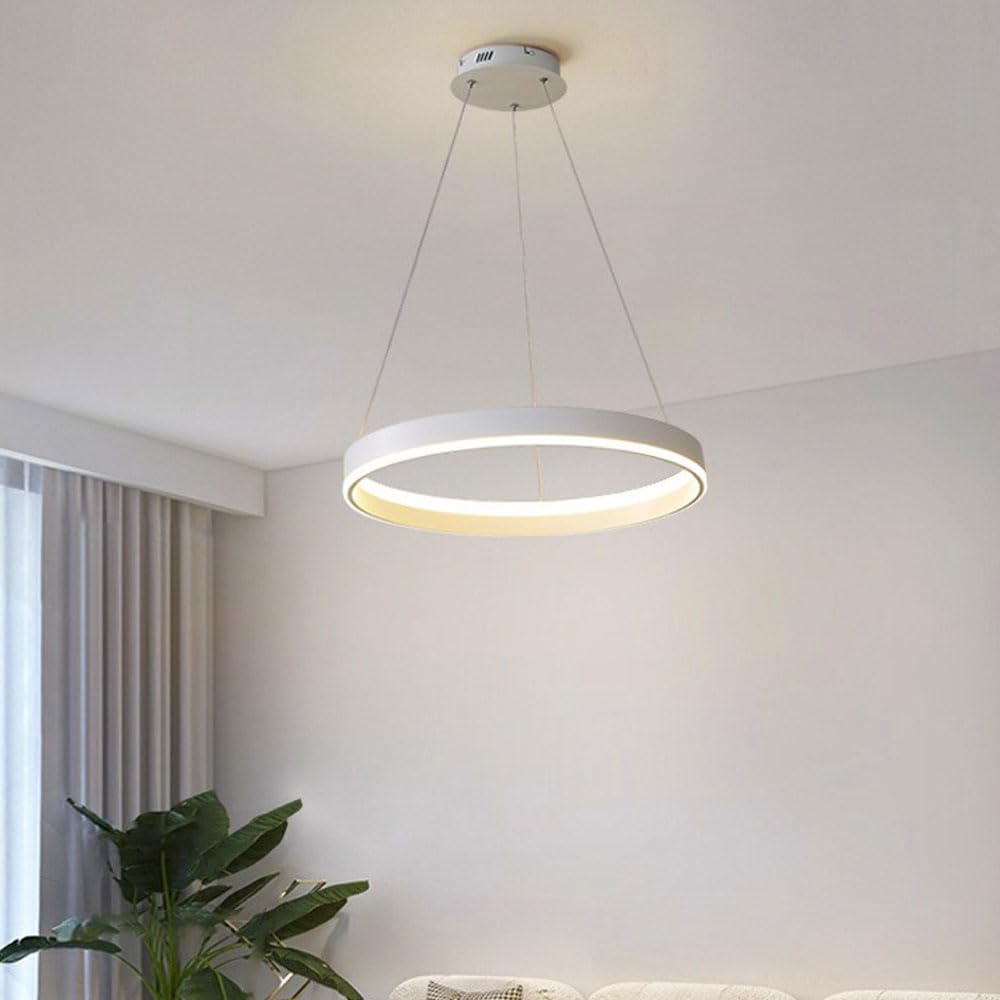 Éclairage intérieur élégant via lustre circulaire LED 3000-6000K avec suspension 120 cm