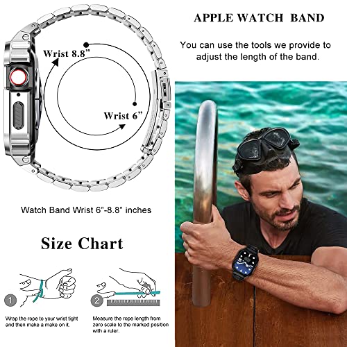 HASLFM Stainless Steel Straps with Case Compatible with Apple Watch 45mm Series 9 8 7 - Image 2