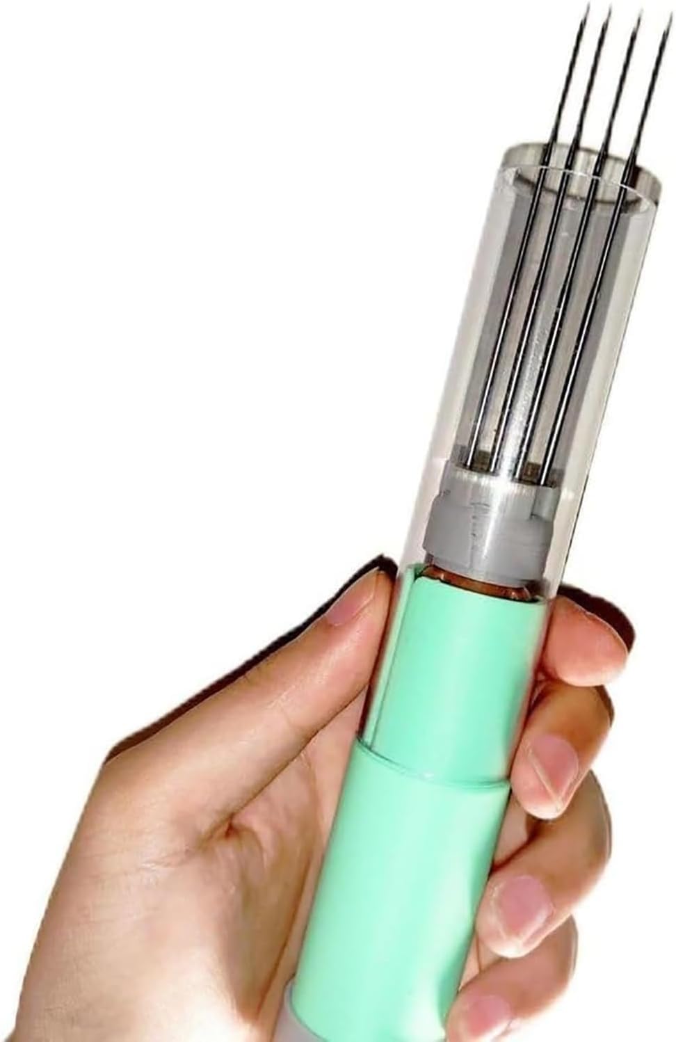 SGREMRWMY Herramienta de Fieltro Eléctrica de Mano, Dispositivo de Fieltro de Velocidad Ajustable con 1-7 Agujas, Carrera de Trabajo de 2 cm, Reemplazo Rápido de Agujas, for Arte de Lana(Green)