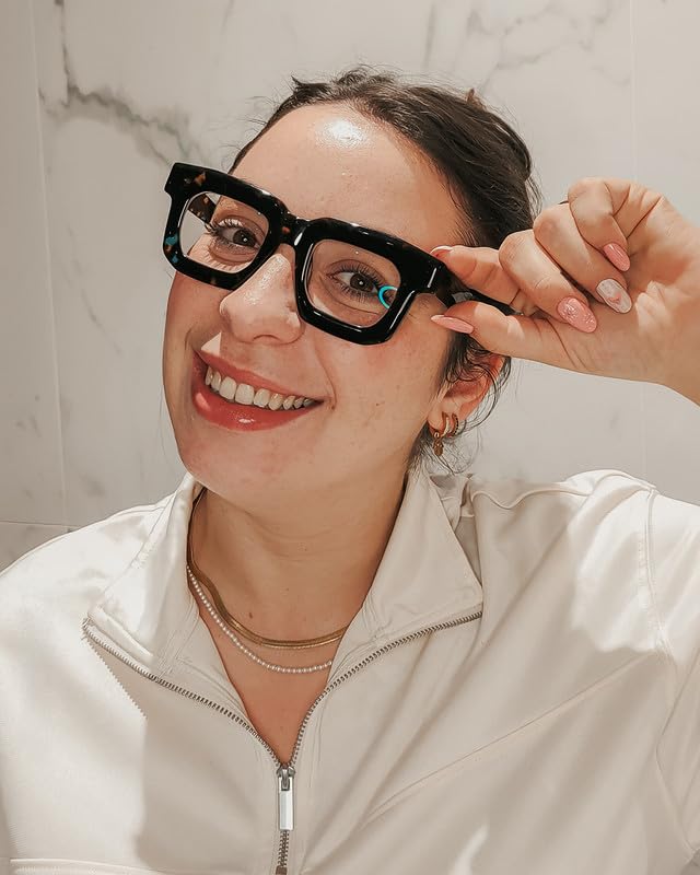 Image of Blue Light Glasses - 98%+UV400 Filter,Acetate Preppy Rectangle Frame for Work /Gaming