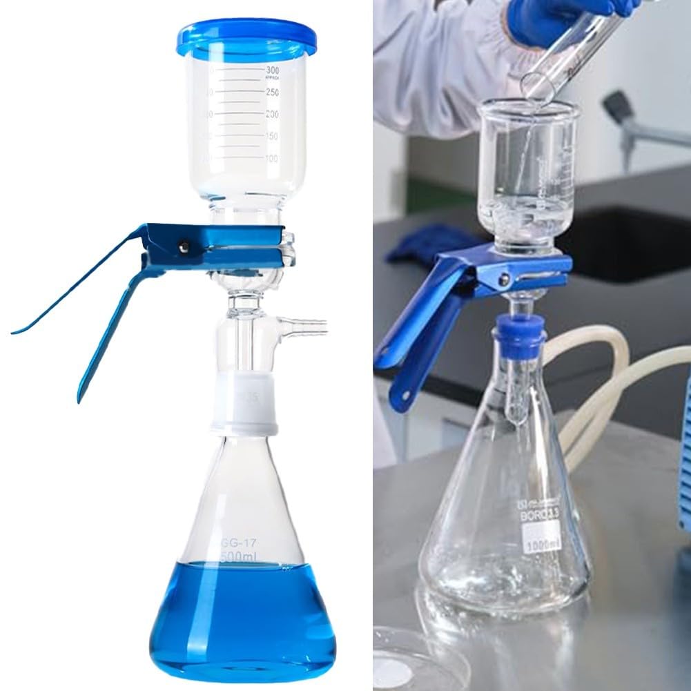 Boro3 3 Botella de filtro de vacío de vidrio para uso en laboratorio con cabezal de filtro de núcleo de arena (1000 ml)
