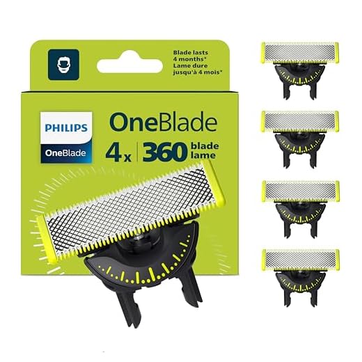 La auténtica Philips QP440/50 OneBlade 360 Cuchillas de Repuesto, para Recortador de Barba y Maquina de afeitar Hombre, Compatible con todos los Philips OneBlade, Pack de 4 unidades