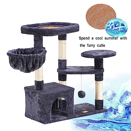 Heybly Cat Tree Cat Tower Condo With Sisal-Covered Scratching Posts And Cooling Mat For Kitten Smoky Gray Hct001Sg #TOP1