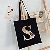 26 Letter Printed Canvas reusable grocery bags, Foldable Casual Travel HandBag, Shoulder Beach Tote Bags, Shopper bag eco friendly super strong washable Storage bags Shopping bag Canvas bag for Women #2