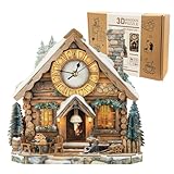 wudhank Orologio a pendolo 3D per adulti, design svizzero, stile chalet, meccanico, fai da te, con numeri romani, decorazione da scrivania, casa e ufficio, regalo personalizzato per gli amanti del fai