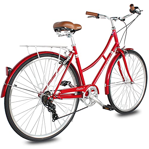 Bicicleta híbrida Tracer Osaka, marco de acero, transmisión Shimano Nexus Inter 3/7 velocidades, asiento y empuñaduras marrones, para ciudad y ruta, varios colores miniatura 3