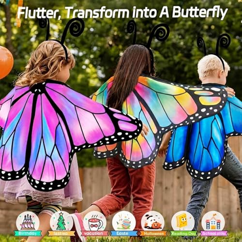 Alas de mariposa para niñas con máscara y diadema miniatura 4