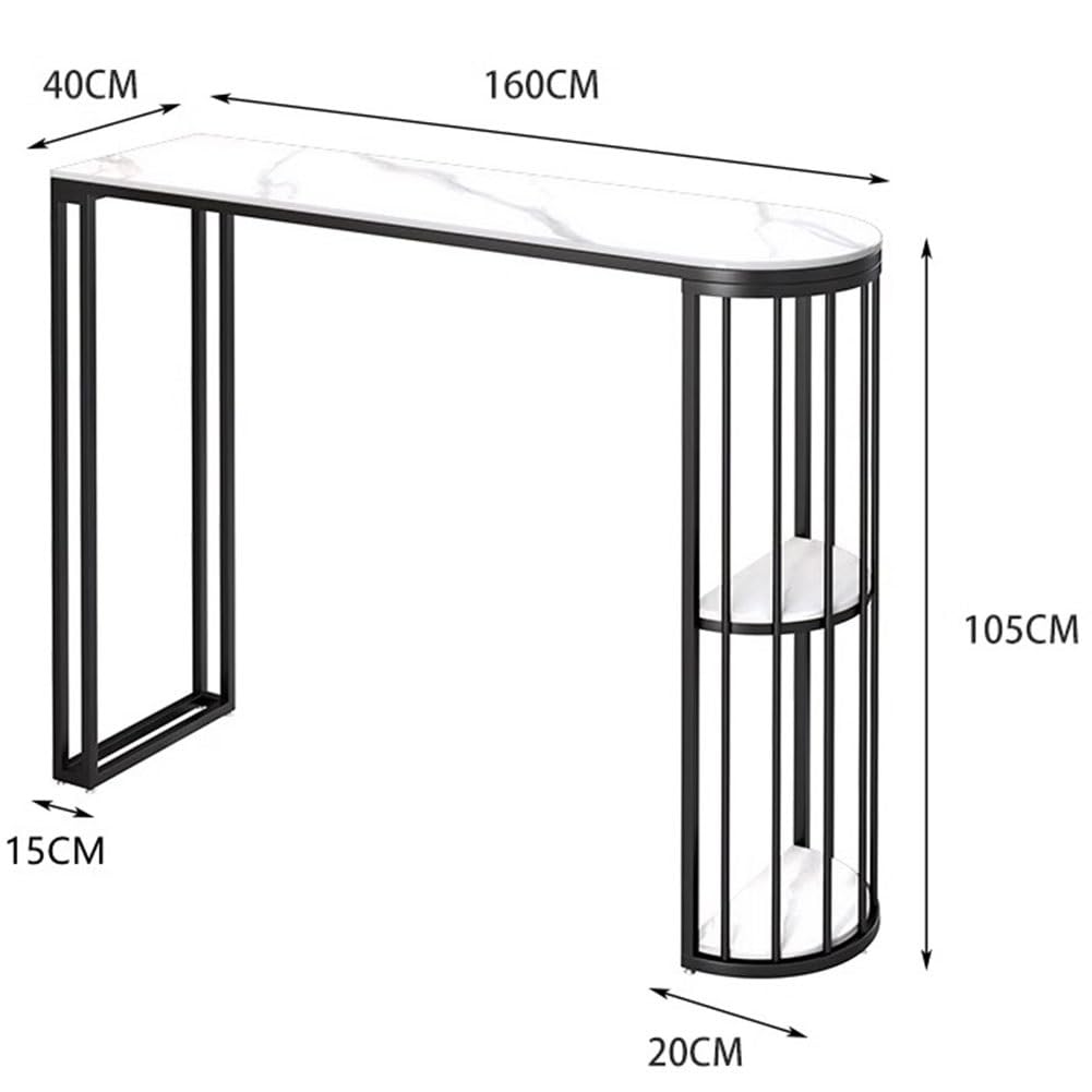 Tavolo da bar con 2 ripiani, facile da pulire, altezza bancone per pub, sala da pranzo, cucina, soggiorno, 120 x 40 x 105 cm
