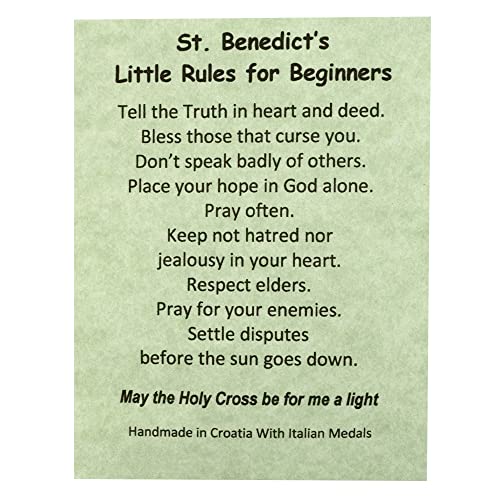 Image of Venerare Small Woven Bracelet with Seven Saint Benedict Medals | Black Cord and Silver Tone Metal Beads | Patron Saint of Students and Europe | Great Catholic Gift for First Holy Communion