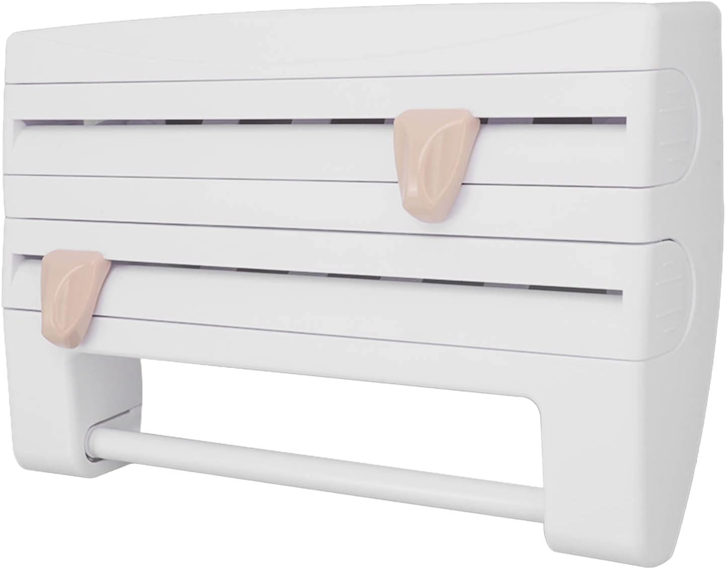 Cling Film Holder Wall Mount Multifunctional Dispenser with Cutter for Kitchen ABS Material (White)